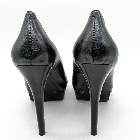 BCBGeneration Flow Black Open Toe Black Heels Pumps Women's Size 8.5 - Picture 3 of 6